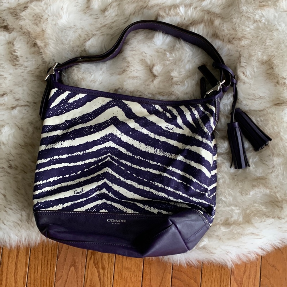 Coach purse legacy- purple zebra print